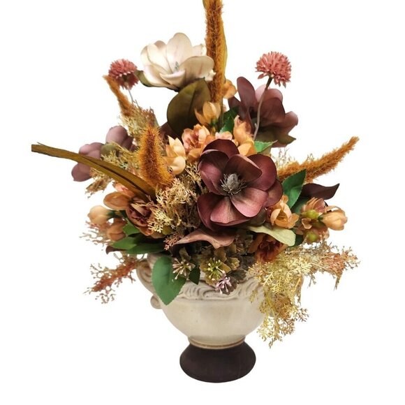 Magnolia Fall Floral Arrangement In Ornate Ceramic Vase Made by Flower Barn